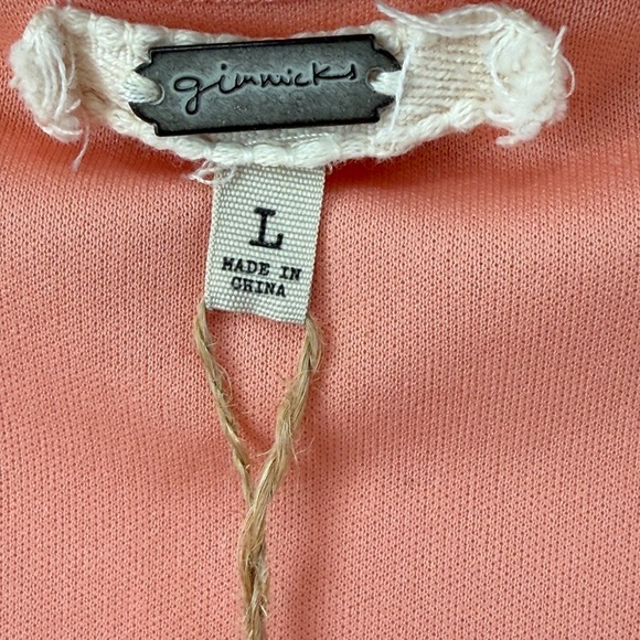 Gimmicks by BKE Lace Inset Top L Terracotta Embroidered Mesh Smocked Waist Boho - Picture 7 of 12